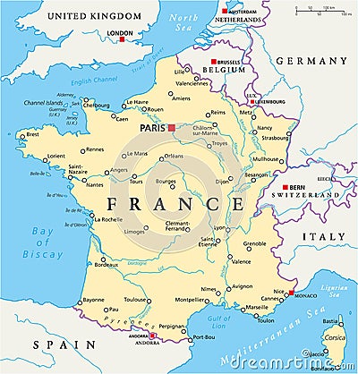 France Political Map Vector Illustration