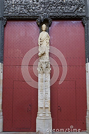 France Rouen Column-Statue of Saint Romain 847470 Stock Photo