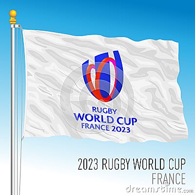 World Cup of Rugby waving flag, France 2023, illustration Vector Illustration
