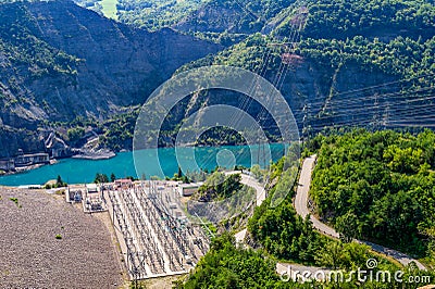 France. Serre Poncon. Serre-Poncon lake. Barrage. EDF power station Editorial Stock Photo