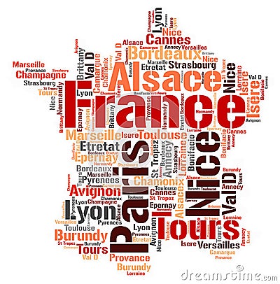 France top travel destinations word cloud Stock Photo