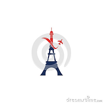 France Travel Logo design template. Vector Illustration