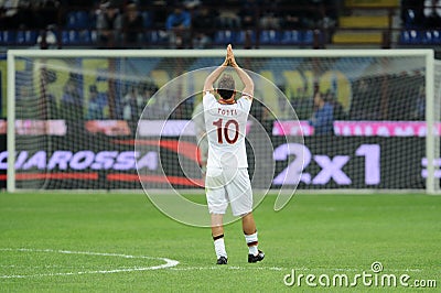 Francesco Totti celebrates after the goal Editorial Stock Photo