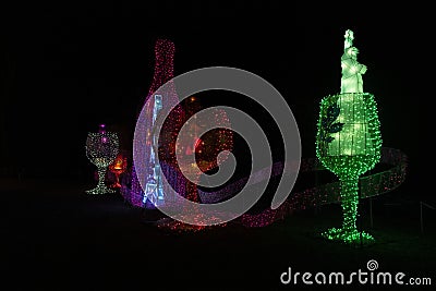 Wind glasses and bottles, Light display Editorial Stock Photo