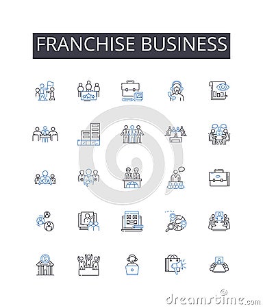 Franchise business line icons collection. Business model, Business opportunity, Chain operation, Company system Vector Illustration