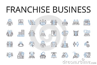 Franchise business line icons collection. Business model, Business opportunity, Chain operation, Company system Vector Illustration