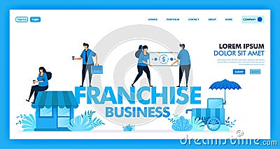 Franchise business system is open business and retailer to increase and accelerate profit, customer, benefit and company growth. Vector Illustration