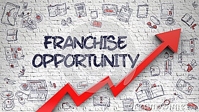 Franchise Opportunity Drawn on Brick Wall. 3d. Stock Photo