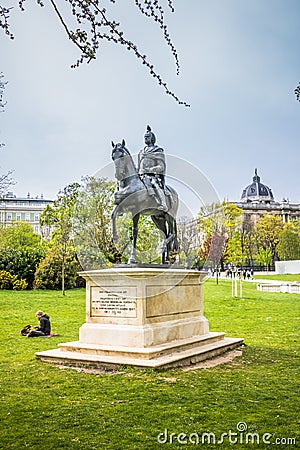 Francis I Monument in the Burggarten in Spring in Vienna, Austria Editorial Stock Photo