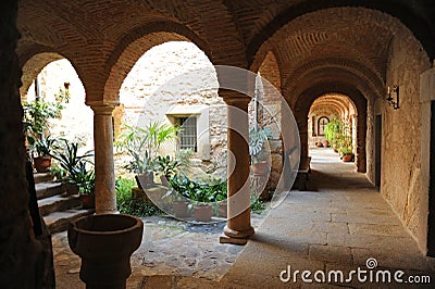 Patio of the convent of El Palancar in Pedroso de Acim, province of Caceres, Spain Stock Photo