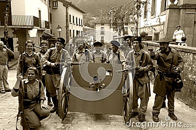 Recreation battle Elgeta 1937 Spanish civil war 7. Editorial Stock Photo