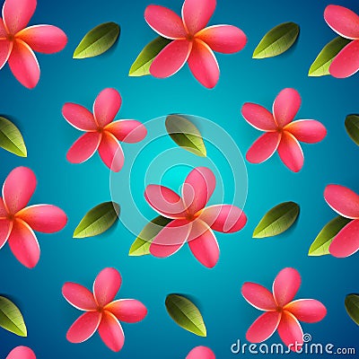 Frangipani flowers seamless pattern, Songkran Festival Vector Illustration