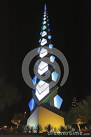 A Frank Lloyd Wright Spire Night Shot Editorial Stock Photo