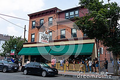 Frank Pepe Pizzeria Napoletana Restaurant with People Waiting in Line Editorial Stock Photo