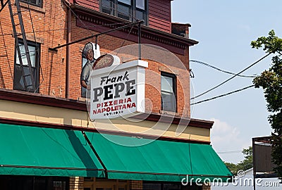 Frank Pepe Pizzeria Napoletana Sign Outside of the Restaurant Editorial Stock Photo