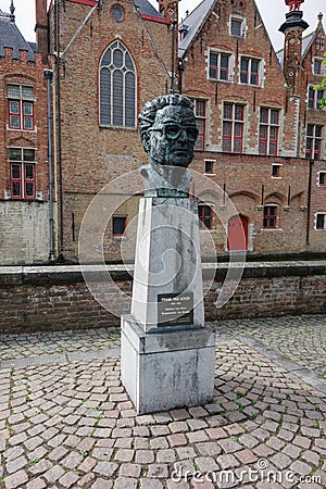 Frank Van Acker monument in Brugge Editorial Stock Photo