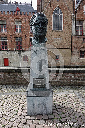 Frank Van Acker monument in Brugge Editorial Stock Photo