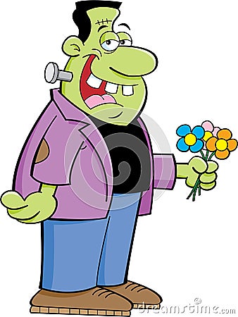 Frankenstein with flowers Vector Illustration