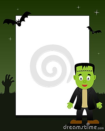 Frankenstein Halloween Vertical Frame Vector Illustration