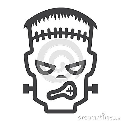 Frankenstein line icon, halloween and scary Vector Illustration