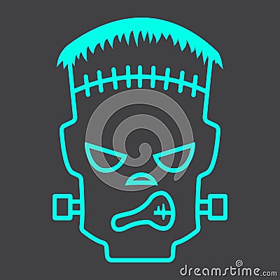 Frankenstein line icon, halloween and scary Vector Illustration