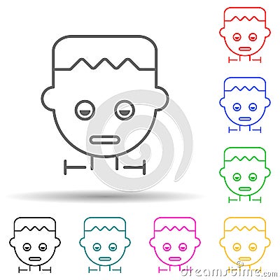 Frankenstein zombie mask multi color style icon. Simple thin line, outline of halloween icons for ui and ux, website or Stock Photo