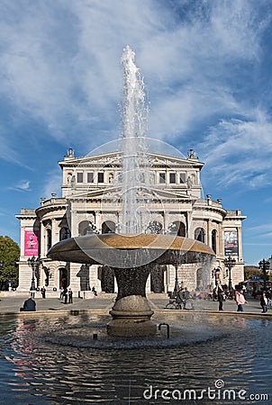 Frankfurt Alte Oper, old opera with fountain Editorial Stock Photo