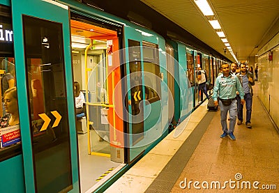 People metro subway platform, Frankfurt Editorial Stock Photo