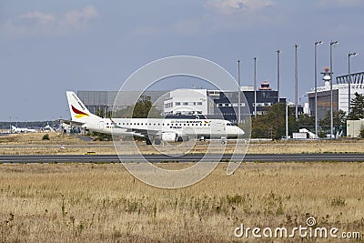 Frankfurt Airport Fraport - Embraer E190LR of German Airways Frankfurt Galaxy Livery Editorial Stock Photo