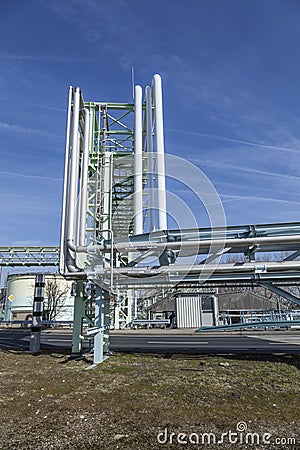 industry park in Frankfurt hoechst with pipelines Editorial Stock Photo