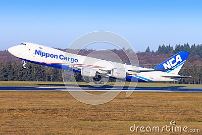 Nippon Cargo 748 at Frankfurt airport. Editorial Stock Photo