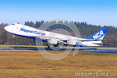 Nippon Cargo 748 at Frankfurt airport. Editorial Stock Photo
