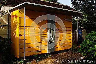 A parcel pick-up station in Frankfurt. Editorial Stock Photo