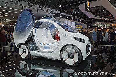 Smart Vision EQ Fortwo, autonomous concept car, at IAA 2017 Frankfurt Motor Show Editorial Stock Photo