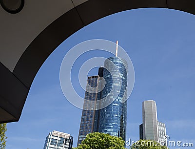 Frankfurt germany skyskraper in the spring Stock Photo