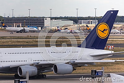 Frankfurt, hesse/germany - 25 06 18: lufthansa airplane at frankfurt airport germany Editorial Stock Photo