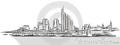 Frankfurt Main Downtown Outline Sketch Vector Illustration
