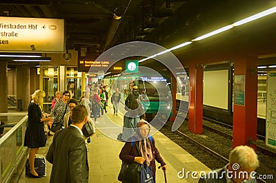 People subway metro station Frankfurt Editorial Stock Photo