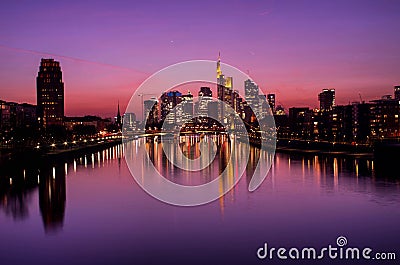 Frankfurt am Main at sunset Stock Photo