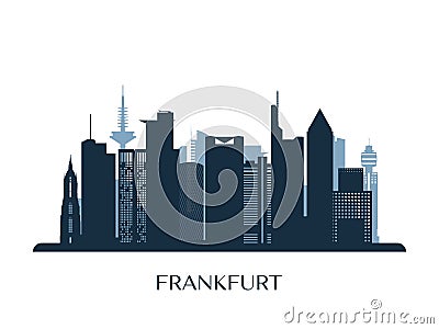 Frankfurt skyline, monochrome silhouette. Vector Illustration