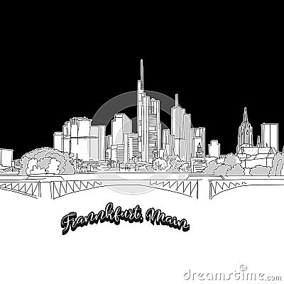 Frankfurt skyline, outline Vector Illustration