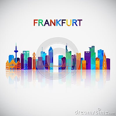 Frankfurt skyline silhouette in colorful geometric style. Vector Illustration