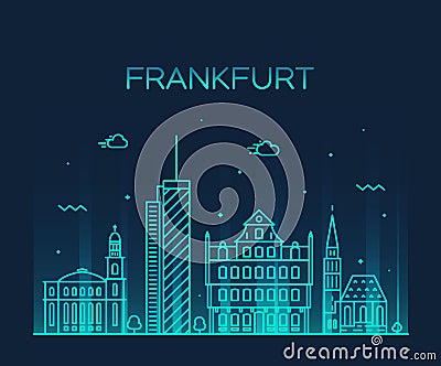 Frankfurt skyline vector illustration linear style Vector Illustration