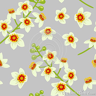 Frankincense flower seamless pattern vector. Boswellia tree flowers. Vector Illustration