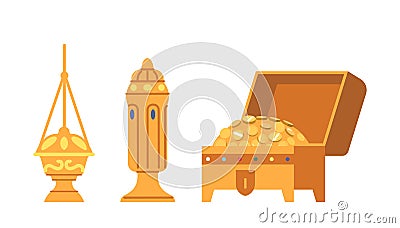 Frankincense, Gold And Myrrh Gifts Of Magi, Traditional Symbols Of Wealth, Spirituality, And Healing Vector Illustration