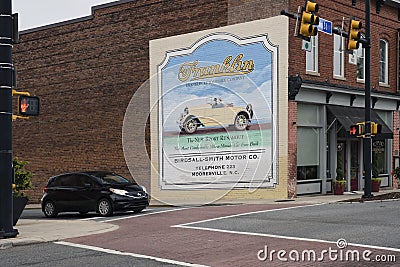 MOORESVILLE, NC-May 19, 2018: Franklin Automobile Company Mural Editorial Stock Photo