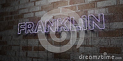 FRANKLIN - Glowing Neon Sign on stonework wall - 3D rendered royalty free stock illustration Cartoon Illustration