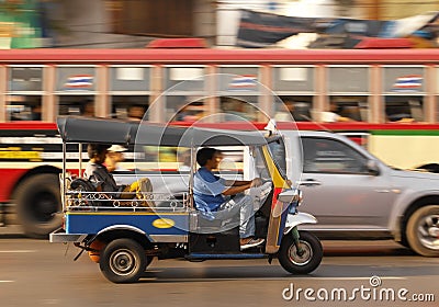 Tuk Tuk - Frantic Bangkok Traffic - Thailand Editorial Stock Photo