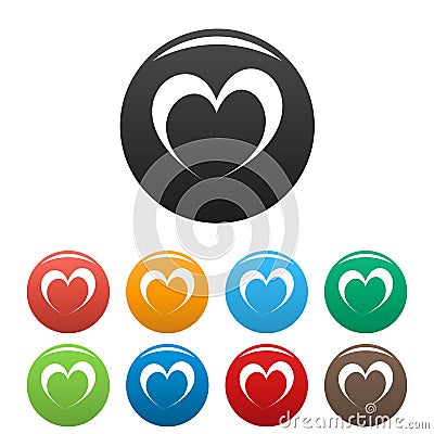 Frantic heart icons set color vector Vector Illustration