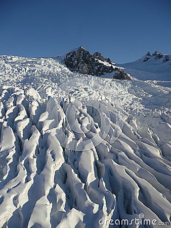 Franz Josef Crevasse Filled Glacier Stock Photo